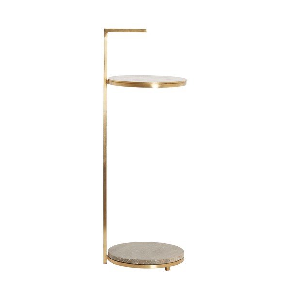 Okrogla stranska mizica z marmorno mizno ploščo ø 26 cm Leda – Light & Living