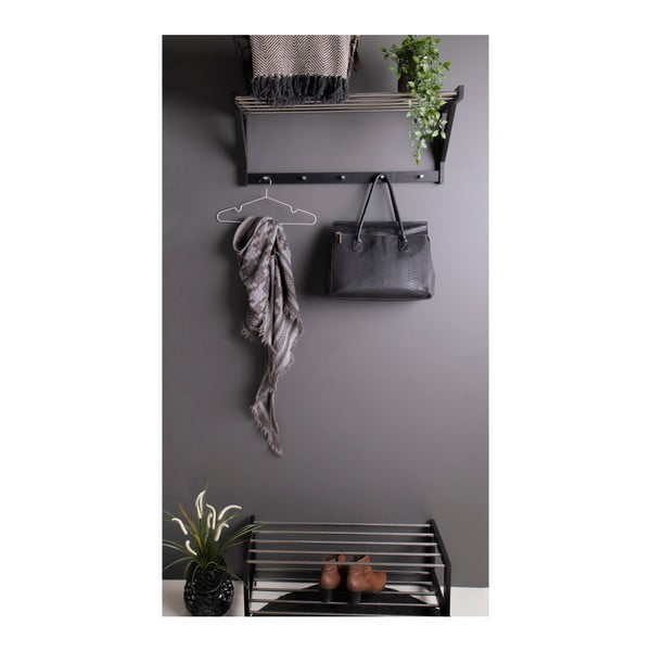 Črn stenski obešalnik iz topola s polico Padova - House Nordic-image-1