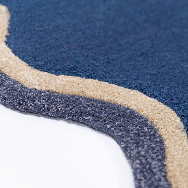 Temno modra ročno tkana preproga iz mešanice volne 160x230 cm Rivo Wool – Flair Rugs-image-4