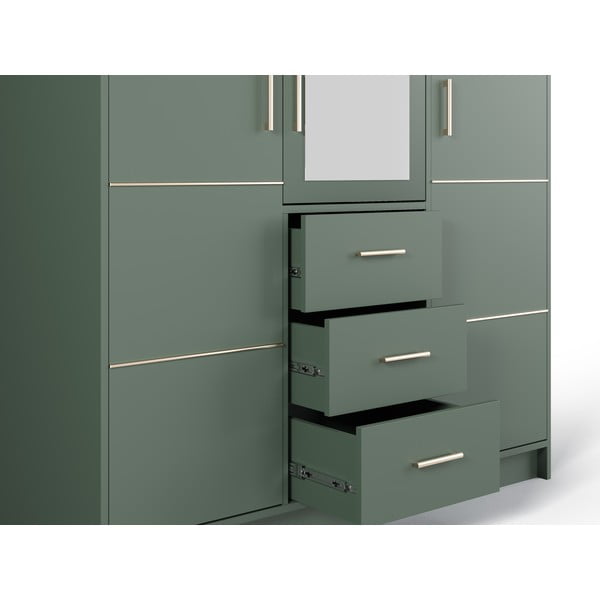 Zelena garderobna omara z ogledalom 147x200 cm Burren - Cosmopolitan Design-image-1