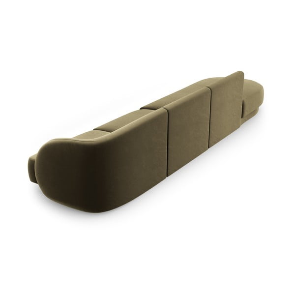 Zelena žametna sedežna garnitura 302 cm Miley – Micadoni Home-image-4