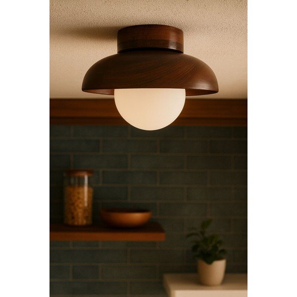 Rjava stropna svetilka s steklenim senčilom ø 24 cm Elsa – Opviq lights-image-1
