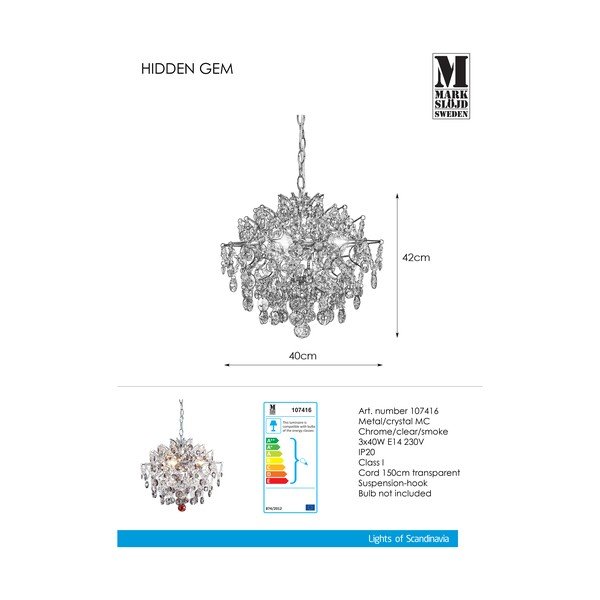 Kromirana viseča svetilka Markslöjd Hidden, ⌀ 40 cm-image-3
