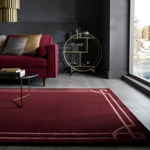 Bordo rdeča ročno tkana volnena preproga 160x230 cm Gatsby – Flair Rugs-image-1