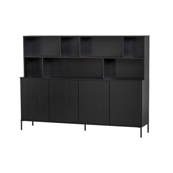 Črn regal iz masivnega bora 200x150x44 cm Gravure – WOOOD-image-2