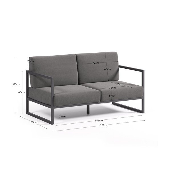 Temno siv aluminijast vrtni kavč Comova – Kave Home-image-2