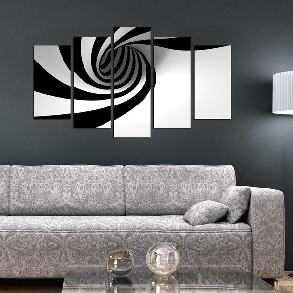 Spiralna večdelna črno-bela slika, 110 x 60 cm-image-1