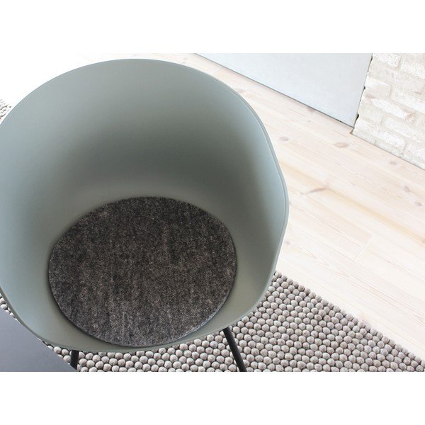 Antracitno siva sedežna blazina iz volnenih kroglic Wooldot Felt Chair Pad, ⌀ 40 cm-image-2