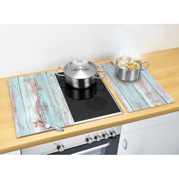 Zaščitne plošče za štedilnik iz kaljenega stekla 2 ks 52x30 cm Blue Wood – Allstar-image-1