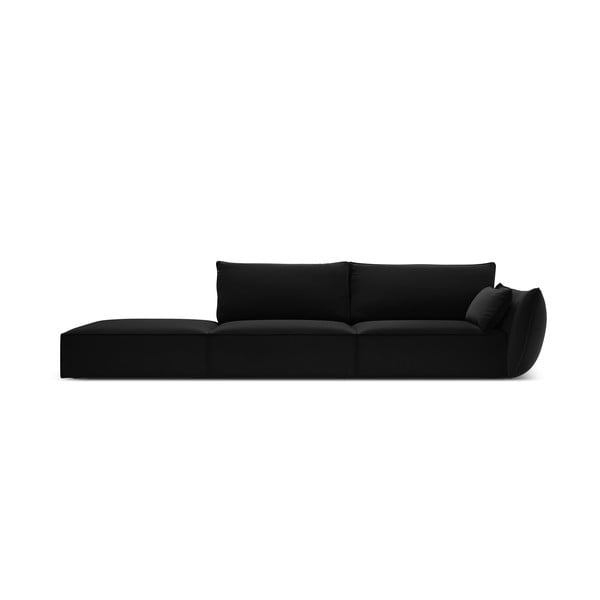 Črna žametna sedežna garnitura desni kot 264 cm Vanda – Mazzini Sofas