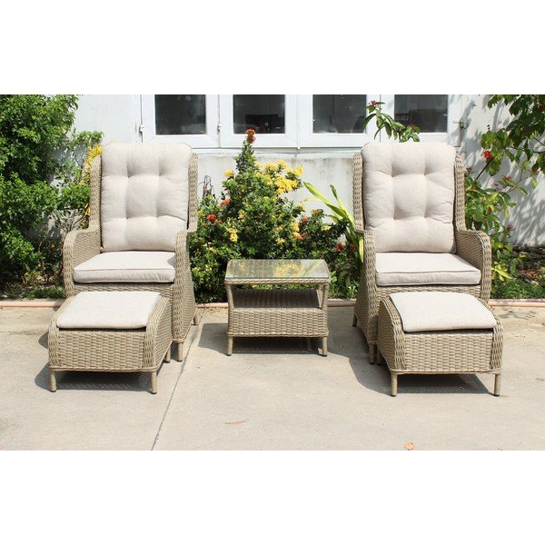 Svetlo rjava vrtna garnitura iz umetnega ratana za 2 osebi Valencia – Garden Pleasure-image-3