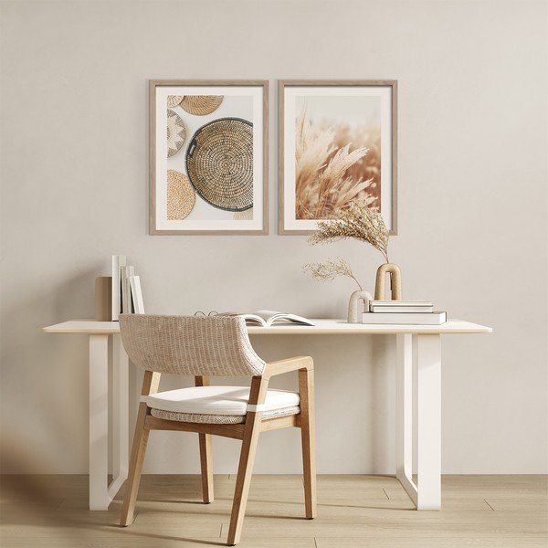Tiskane slike v kompletu 2 ks z okvirjem 30x40 cm Full Beige – Styler-image-1