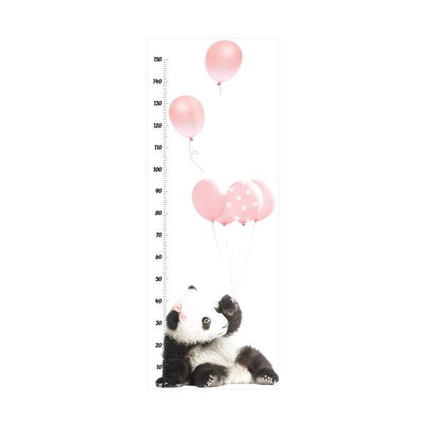 Stenska nalepka z lestvico višine Dekornik Pink Panda, 60 x 160 cm