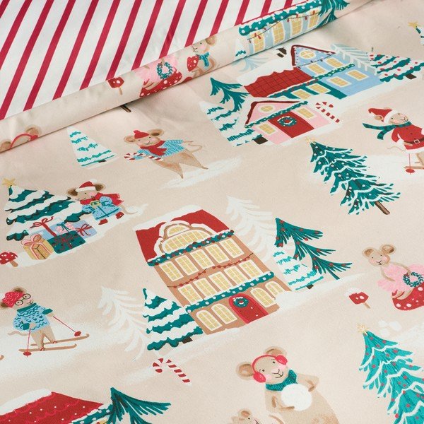 Enojna posteljnina 135x200 cm Christmas Mouse Town – Catherine Lansfield-image-4