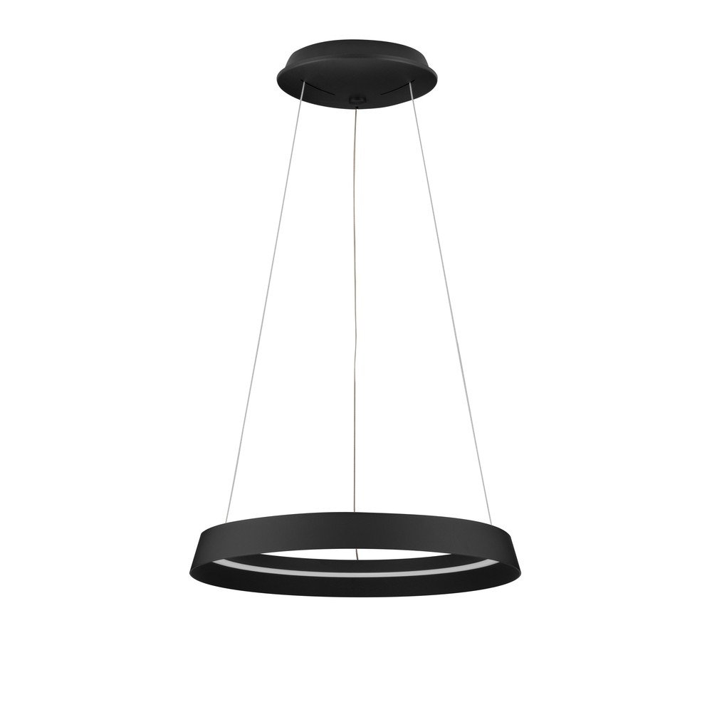 Mat črna aluminijasta LED zatemnitvena viseča svetilka s senčilom iz akrilnega stekla ø 45 cm Ormi
