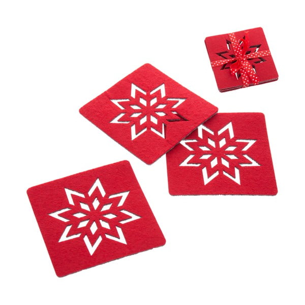 Komplet 4 rdečih božičnih podstavkov Unimasa Star 