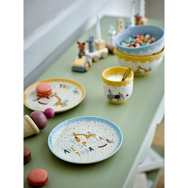 Rumeno-kremno bela otroška skleda iz kamenine ø 13,5 cm Celebrate – Bloomingville Mini-image-1