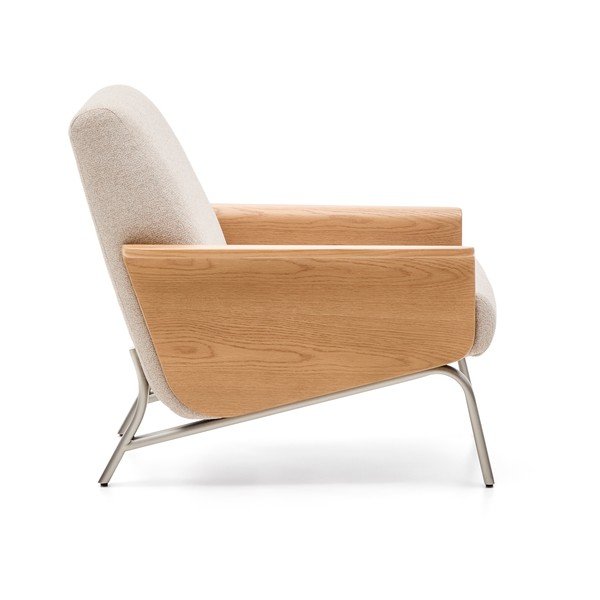 Bež fotelj iz šenilje Amsen – Kave Home-image-3