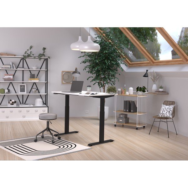 Delovna miza z električno nastavitvijo višine z belo mizno ploščo 80x120 cm Jet – Germania-image-1