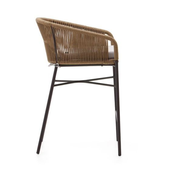 Bež kovinski/oblazinjen vrtni barski stol Yanet – Kave Home-image-4