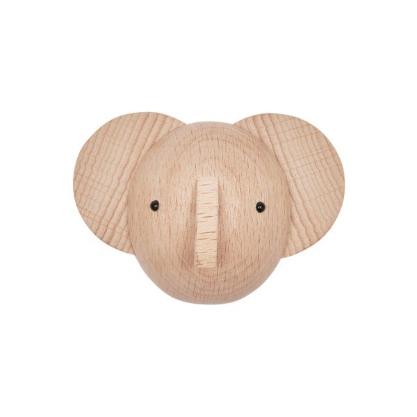 Stenski obešalnik iz masivne bukve v naravni barvi Elephant – OYOY Mini