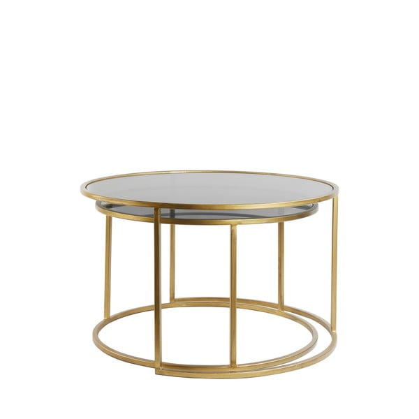 Okrogle steklene mizice v zlati barvi v kompletu 2 kos ø 75 cm Duarte - Light & Living-image-2