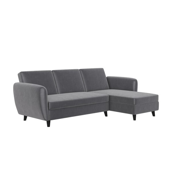 Siva žametna raztegljiva kotna sedežna garnitura Perry – Støraa