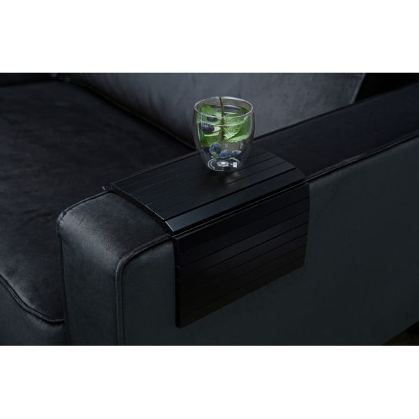 Črn prilagodljiv lesen naslon za roke za kavč WOOOD Tray-image-2