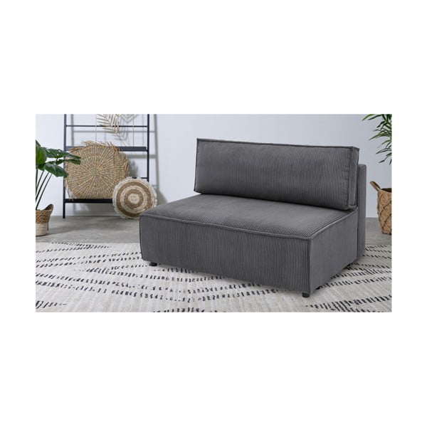 Temno siv modul za sedežno garnituro iz rebrastega žameta (sredinski modul) Nihad modular – Bobochic Paris-image-1