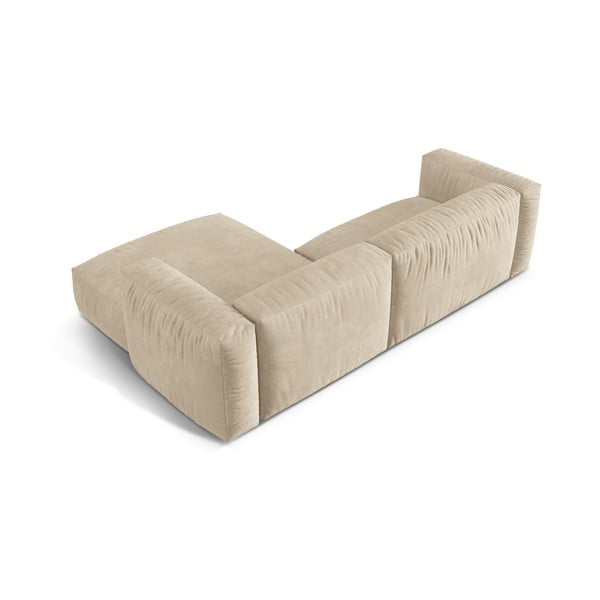 Bež žametna kotna sedežna garnitura (desni kot/z ležalnikom) Martina – Micadoni -image-3