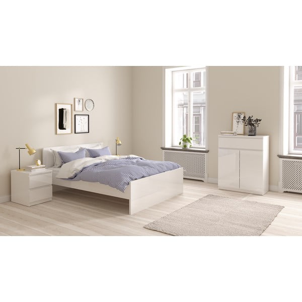 Bela zakonska postelja iz iverne plošče brez letvenega dna 140x200 cm Naia – Tvilum-image-1