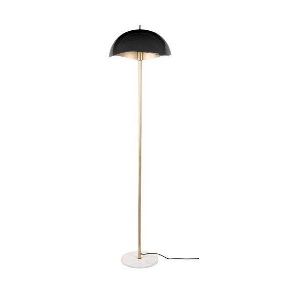 Črna/zlata stoječa svetilka s kovinskim senčilom (višina 154 cm) Waved – Leitmotiv