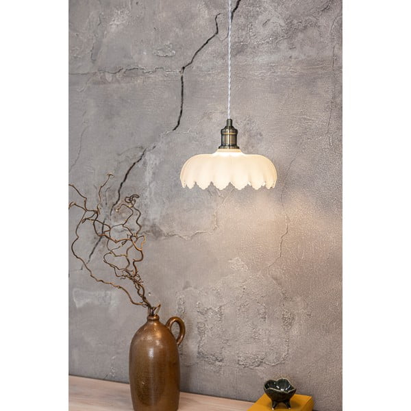 Bela in medeninasta viseča svetilka s steklenim senčilom ø 25,5 cm Kurage – Markslöjd-image-2