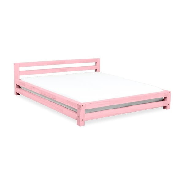 Dvoposteljna postelja iz roza smreke Benlemi Double, 200 x 200 cm