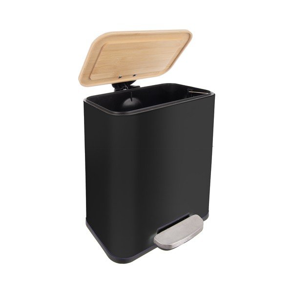 Črn koš za smeti s pedalom iz nerjavečega jekla 5 l Black – Orion-image-3