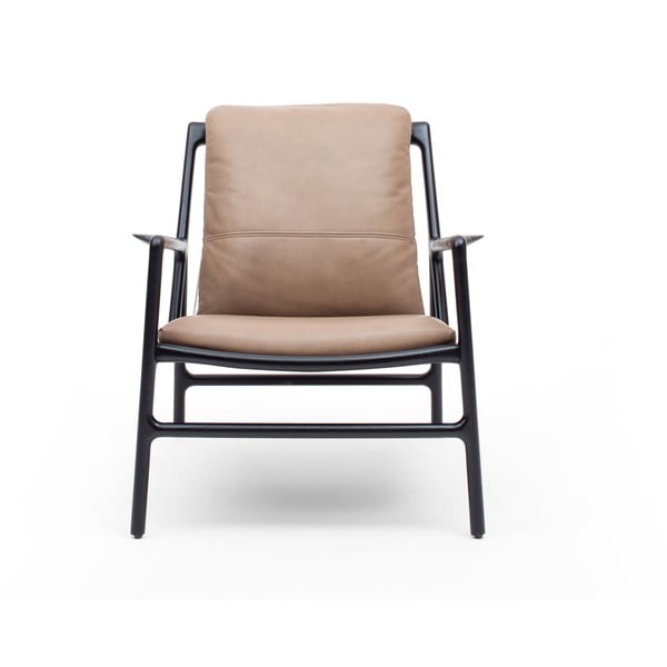 Črn/bež usnjen fotelj Dedo – Gazzda-image-2