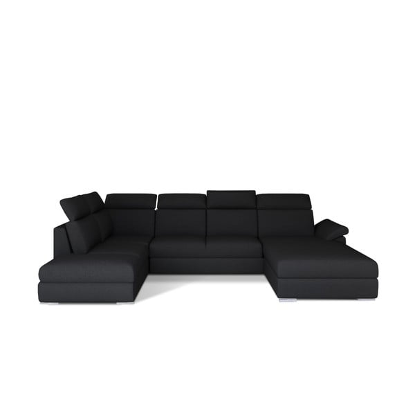 Črna raztegljiva kotna sedežna garnitura (levi kot/v obliki črke "U") Evanell – ELTAP