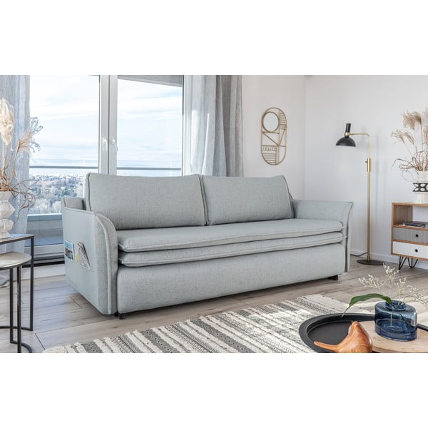 Svetlo siv žameten raztegljiv kavč Miuform Charming Charlie-image-4