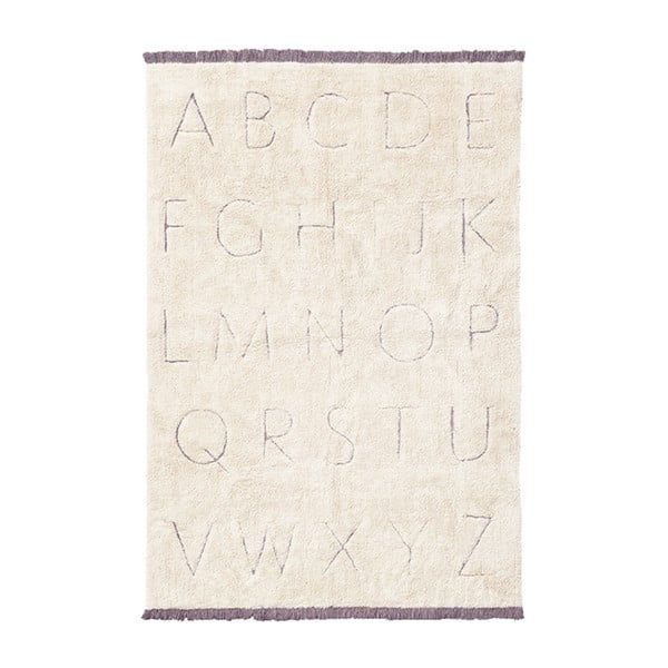 Kremno bela pralna ročno tkana bombažna otroška preproga 90x130 cm ABC – Lorena Canals