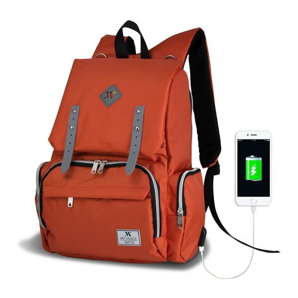 Oranžni nahrbtnik za mamice s priključkom USB My Valice MOTHER STAR nahrbtnik za nego otroka