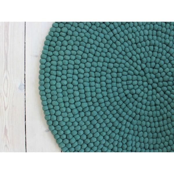 Zelena preproga iz volnenega filca Wooldot Ball Rugs, ⌀ 200 cm