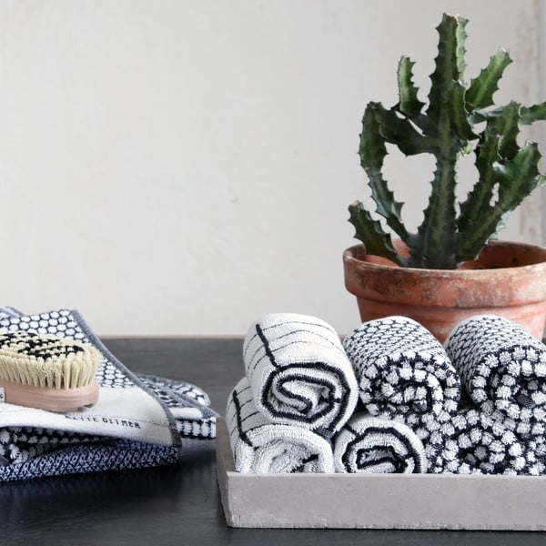 Bela bombažna brisača 50x100 cm Tile Stone - Mette Ditmer Denmark-image-3