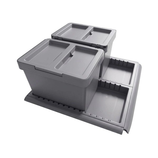 Siv plastičen koš za smeti 2x12 l za ločevanje odpadkov/izvlečni Metropolis Flip-up – Elletipi