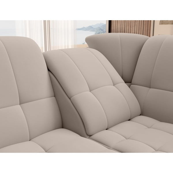 Bež žametna raztegljiva/s prostorom za shranjevanje kotna sedežna garnitura (desni kot/v obliki črke L) Sado – ELTAP-image-1