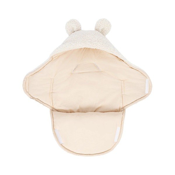 Kremno bela odeja za povijanje dojenčka iz sherpa flisa 45x80 cm – Meowbaby-image-1