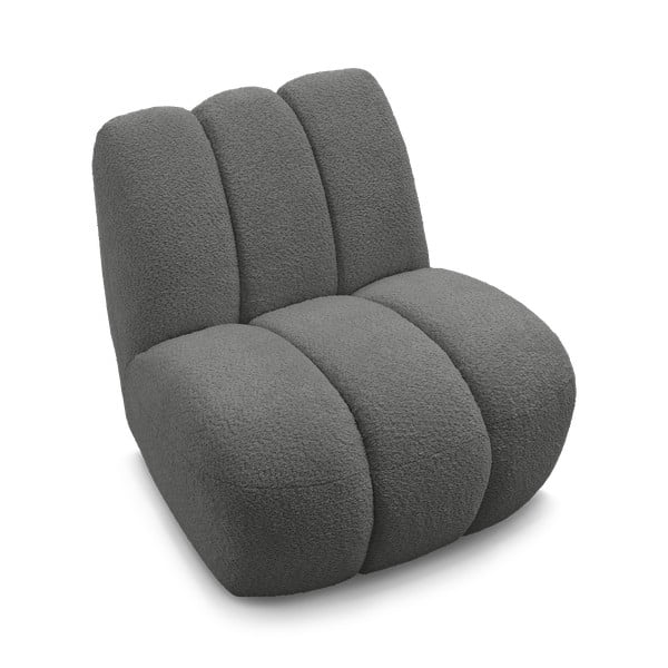 Temno siv fotelj iz tkanine bouclé Janissaire – Bobochic Paris-image-4