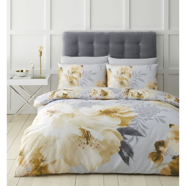 Rumena posteljnina Catherine Lansfield Dramatic Floral, 200 x 200 cm