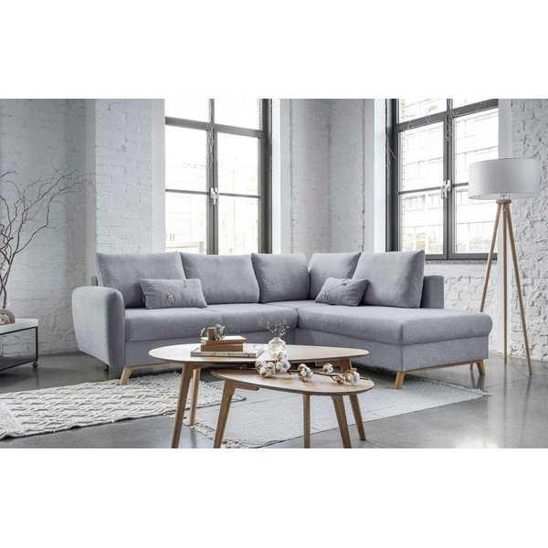 Svetlo siva raztegljiva sedežna garnitura Miuform Scandic Lagom L, desni kot-image-3