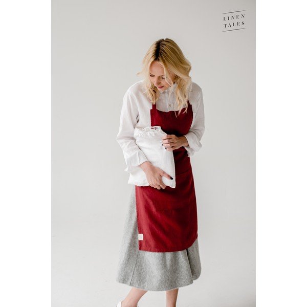 Rdeč lanen predpasnik Tales Daily Apron, 80 x 55 cm-image-2