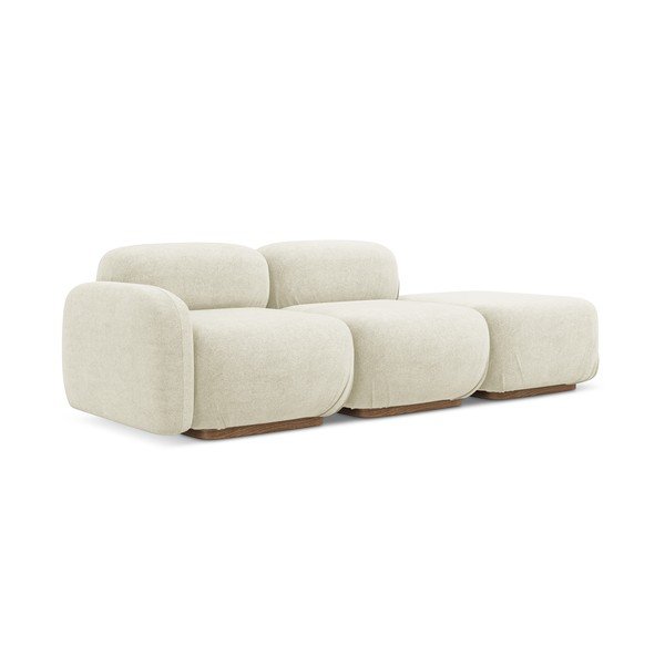 Kremno bel ležalnik iz tkanine bouclé (desni kot) Ailani – Makamii-image-2